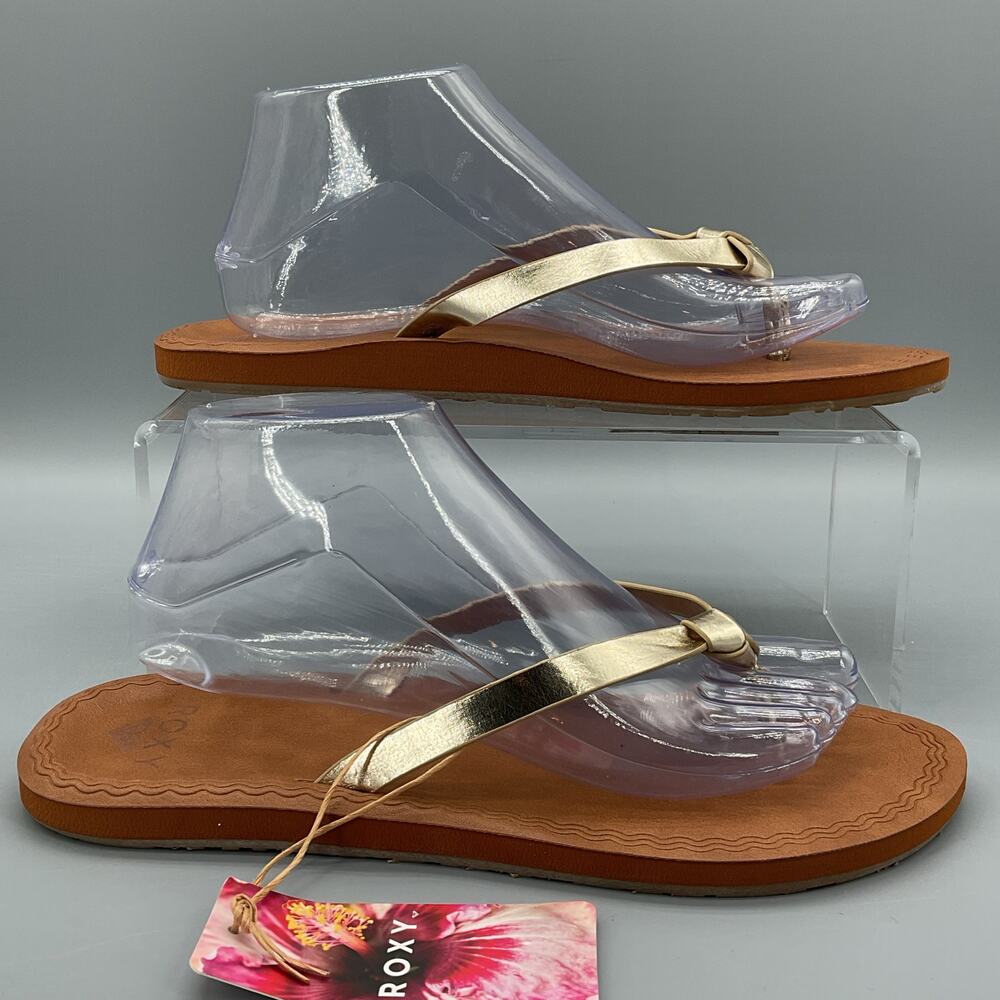 NEW Roxy Women’s Luv Me Knot Flip Flops Gold Size 10